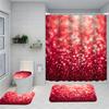 1/4 Red Bubble Circle Shower Curtains, Toilet Seat Decoration, Shower Curtain With Carpet And Toilet Lid, 12 70.8X70.8 Inch Hook