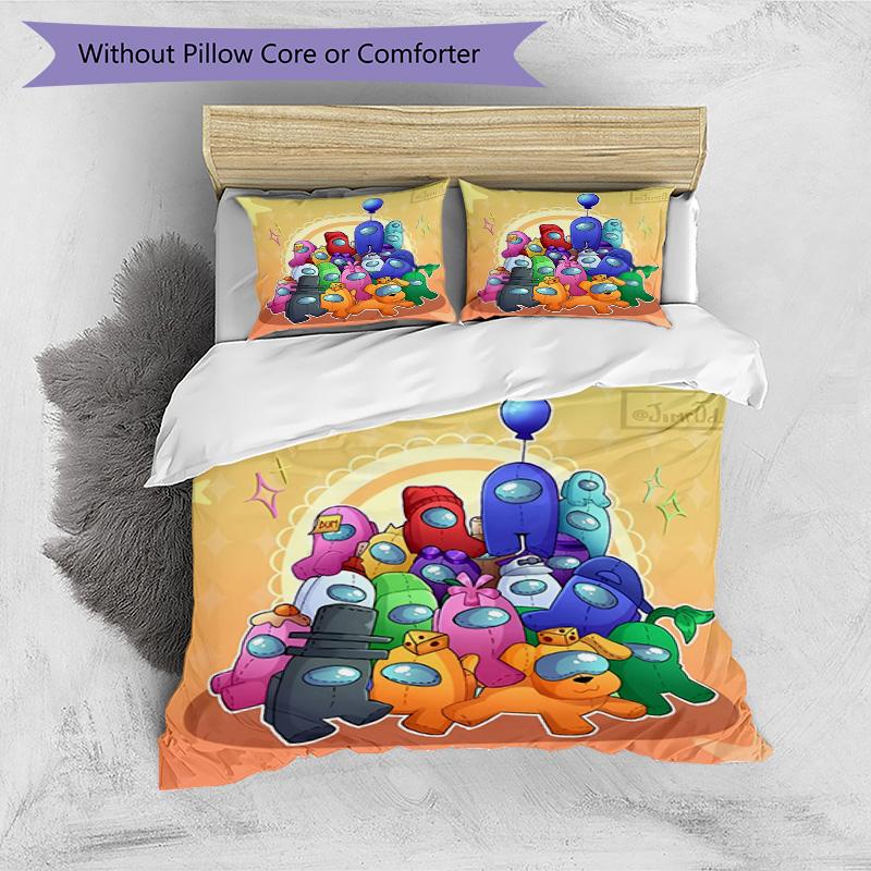 3pcs Duvet Cover Set (1*Duvet Cover + 2*Pillowcase, Without Core), Among Us Print Bedding Set, Bedroom Decor, All‑Season, Birthday Gift