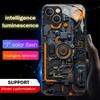 Luxury Blue Chip Pattern Luminous Glass LED Call Light Up Flash Phone Case Cover For iPhone Air 17 16 E 15 14 13 12 Pro Max Plus