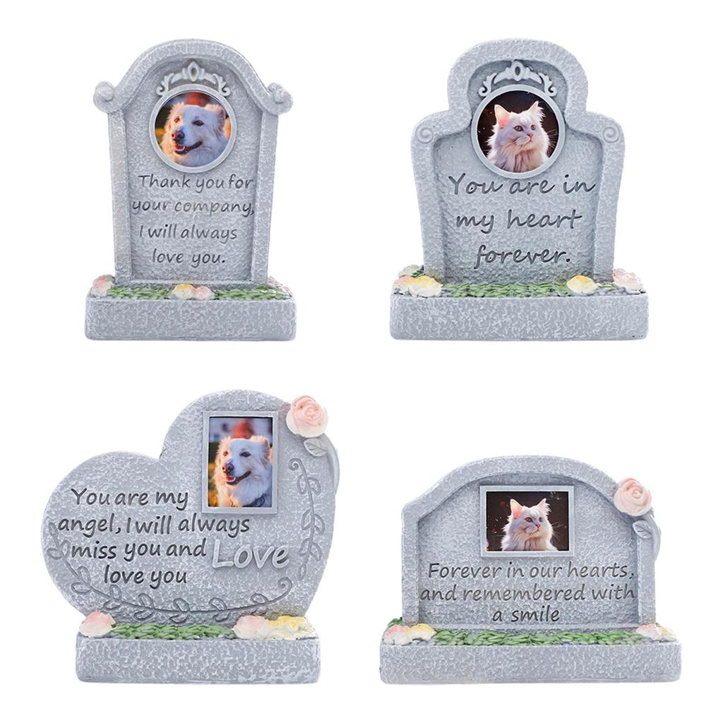 Memorial Monument for Pet Pet Tombstones Resin Weatherproof Pet Grave Marker Cat Memorial Headstone for Patio Outside Yard