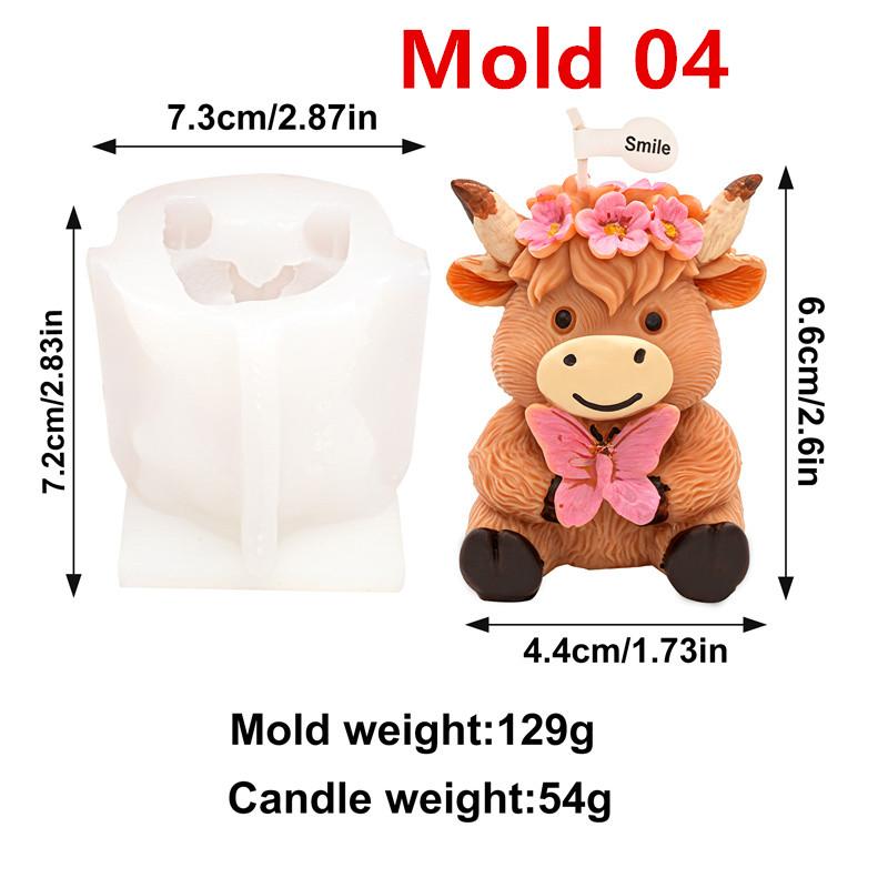 

Cute Cow Silicone Candle Mold DIY Animal Cow Holding Flower Butterfly Shapes Candles Gypsum Soap Home Desktop Decor