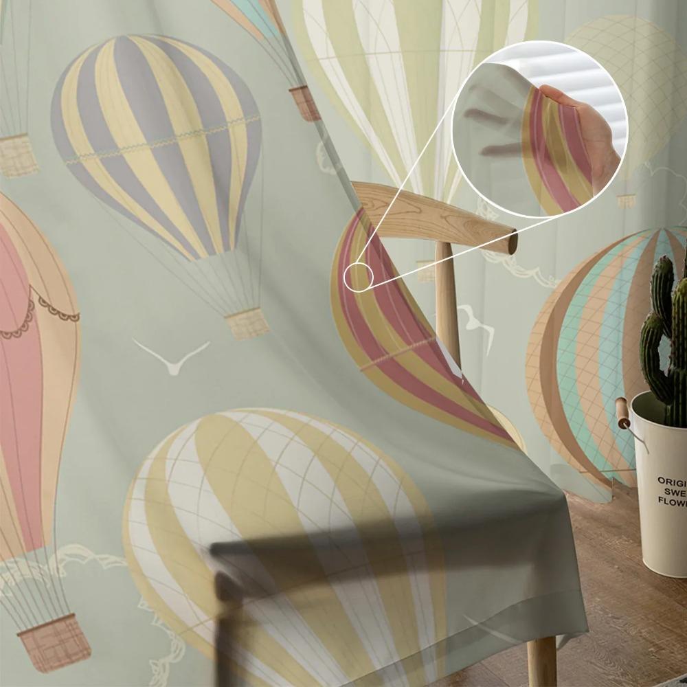 Cartoon Hot Air Balloon Tulle Sheer Curtains for Living Room Decoration Window Curtain for Bedroom Kitchen Voile Organza Drapes