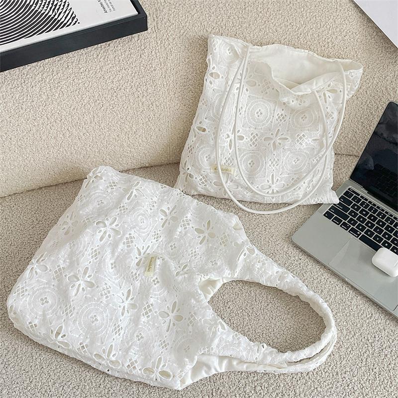 Fairy Petite Ditsy Floral Lace Shoulder Bag,Cottagecore Hollow Women Country Style Tote Bag,Sweet Cute Rustic Chic Lady Handbag