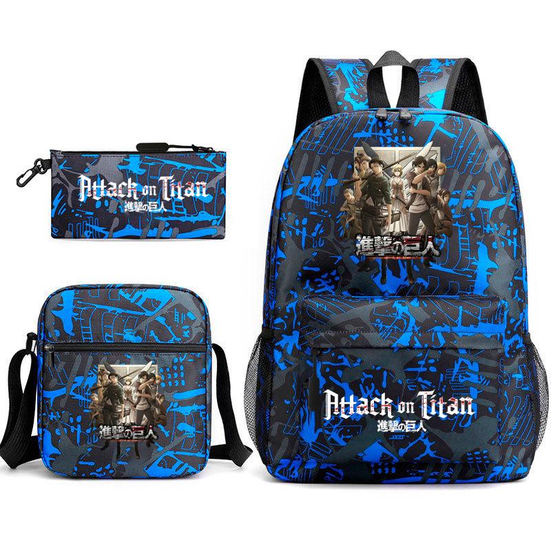 Attack on Titan Teen Anime Rucksack Attack on Titan Schultasche Dreiteiliges Set
