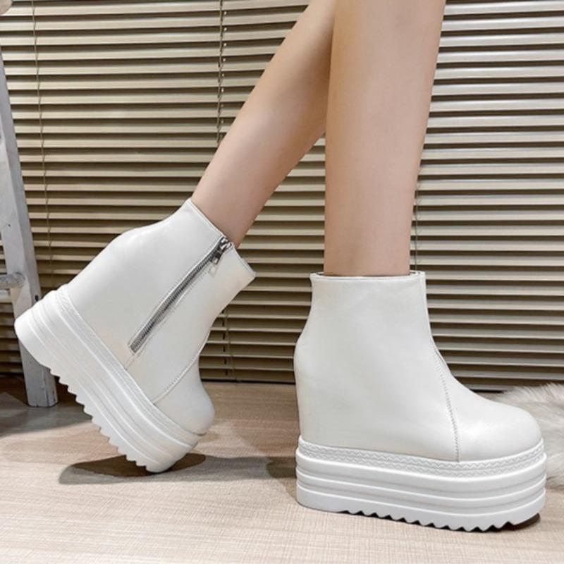 Mode High Heels Damen Plateau Stiefeletten Mode Keile Elegante Schuhe 2025 Winter Designer Kurze Stiefel Kleid Pumps Zapatillas Mujer