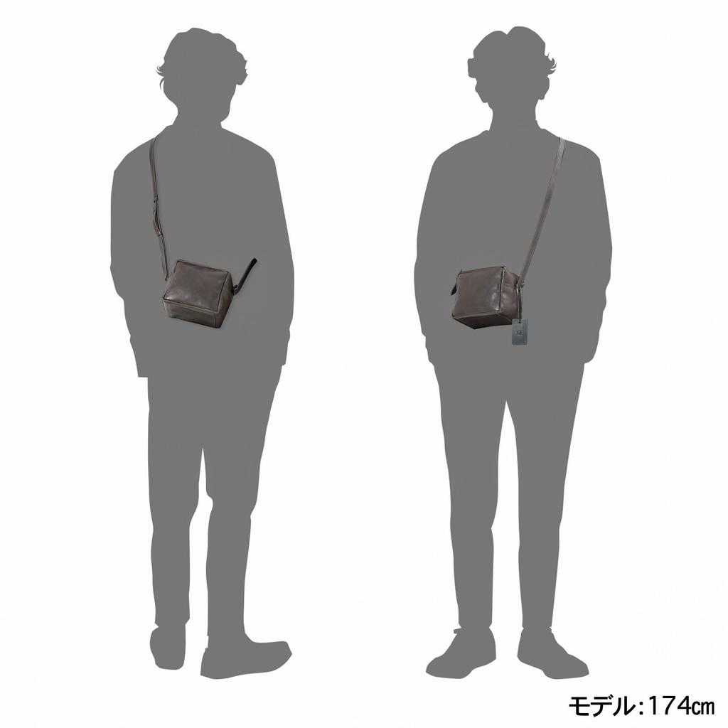 LEDERHANDWERKSUNTERNEHMEN Cube Umhängetasche, Italienisches Leder, MINIMAL LMM-1101 (Grau)