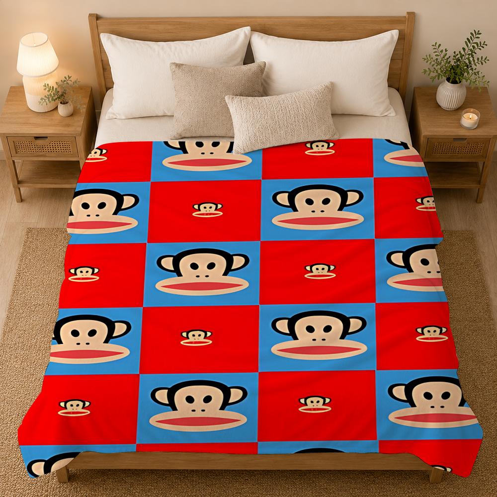 Julius the Monkey Character Throw 240g flannel blanket, suitable for sofas, beds, offices, exquisite gift blankets