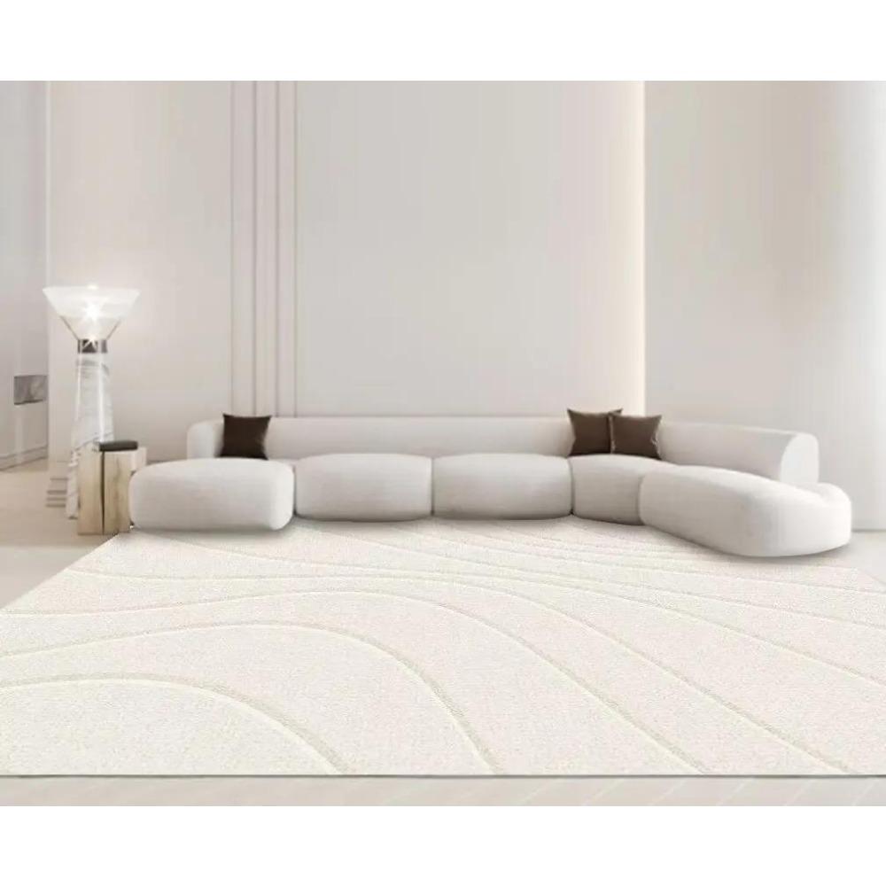 Modern White Minimalism Large Living Room Carpet Light Luxury Beige Decoration Bedroom Carpet Soft Lounge Rug Washable Floor Mat