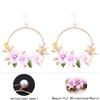 Set Auger Flowers Stud Earrings Joker Color Resin Alloy with Pearls Women Earrings