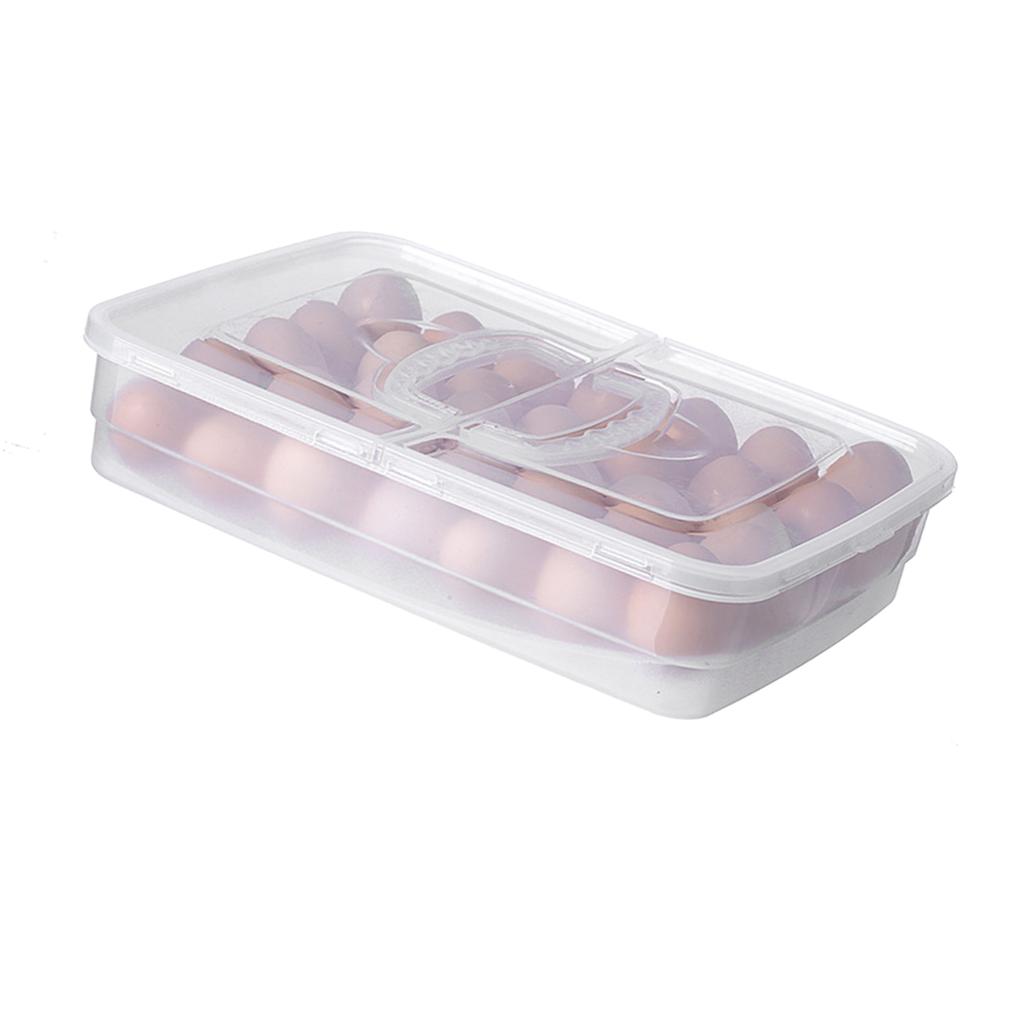 Portable Egg Storage Box 34 Grids Plastic Egg Storage Carrier with Handle for Kitchen Refrigerator