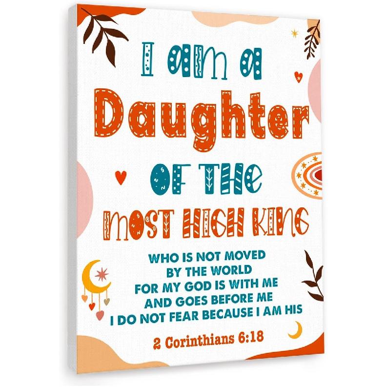 Christian Scripture Wall Art For Kids,The Lord Is With Me Psalm 118:6 pirational Bible Verse Canvas Framed Paintings Posters For Nursery Sunday