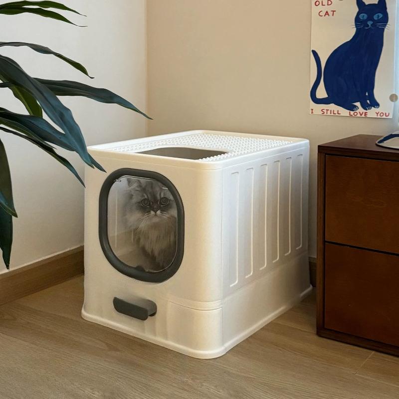 Enclosed Cat Litter Box with Pull Out Drawer Large Anti-Splash Odor Control Litter Tray Closed Kitty Litter Box for Indoor Use