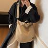 2026 Chic Japanese Workwear Style Solid Color Women's Casual Handbag - Drawstring Fashion Single Shoulder Crossbody Bag