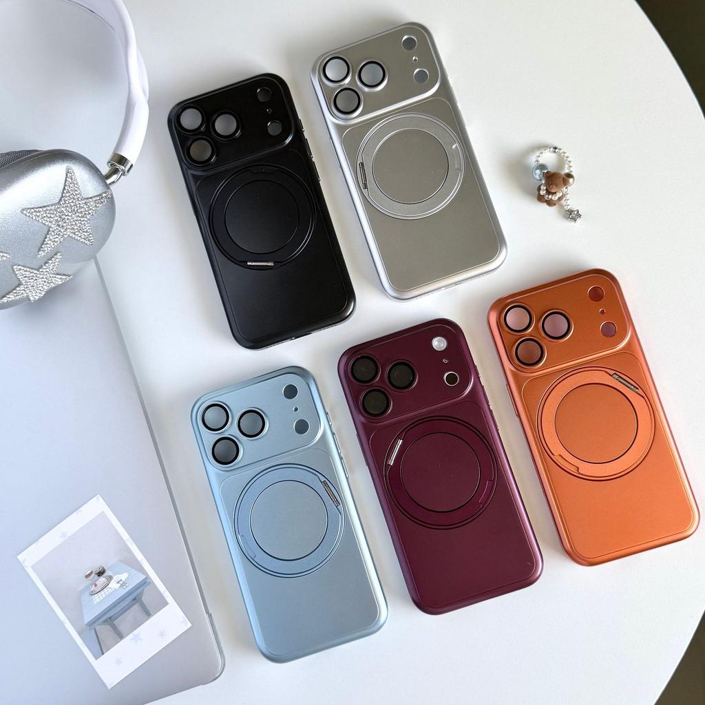 Applicable to iPhone11Promax matte metallic paint mobile phone case Apple 11 rotating magnetic bracket all-inclusive sheath