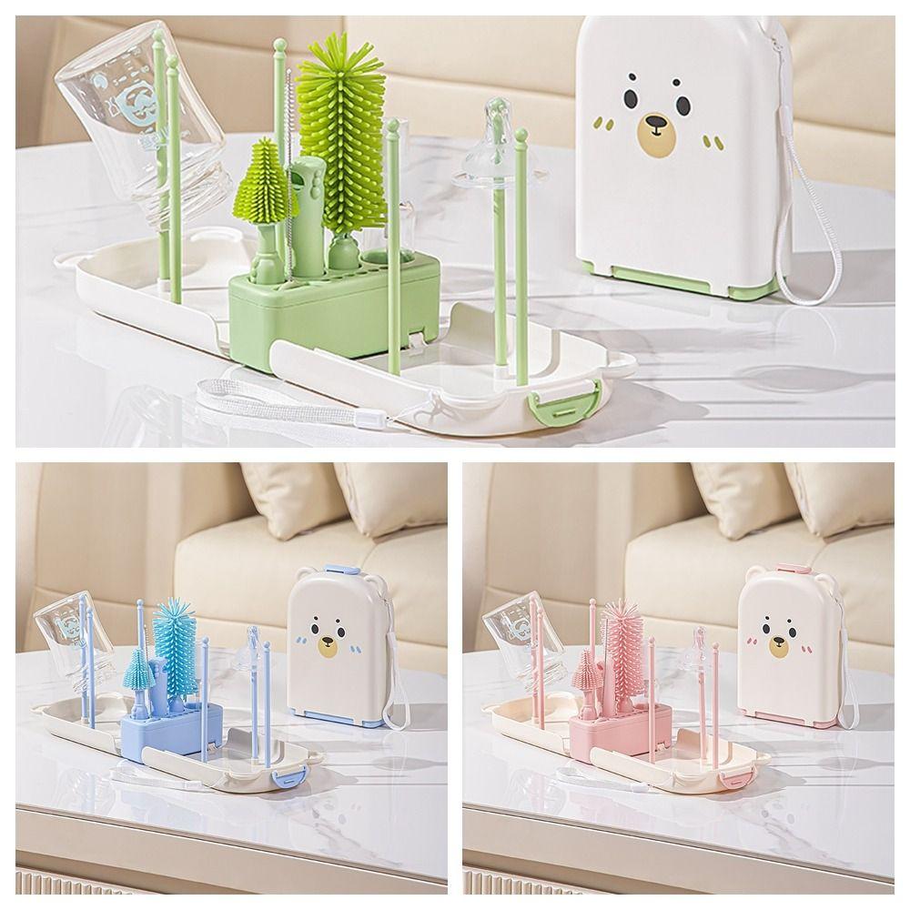 Praktisches Babyflaschenbürsten-Set mit Ständer Waschwerkzeug-Set Hygienisches Flaschentrockengestell Kleinkind