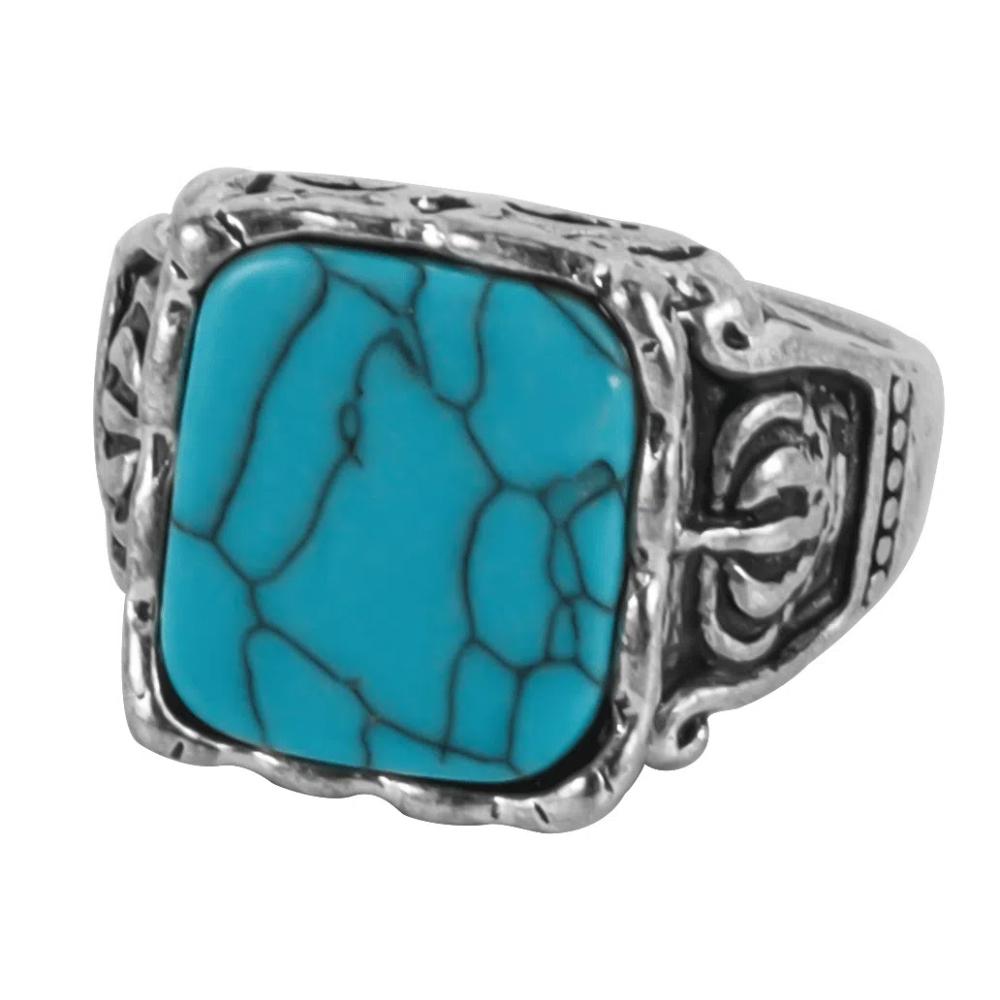 Zinc Zinc Alloy Western Country Ring Antique Vintage Ring Trendy Turquoise Ring  Girls