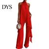 Comfortable Women Outfit Women's Chiffon 2 Piece Sets, Asymmetrical Halter Sleeveless Tops with Plus Size Casual Suit Wide Leg Pants Summer