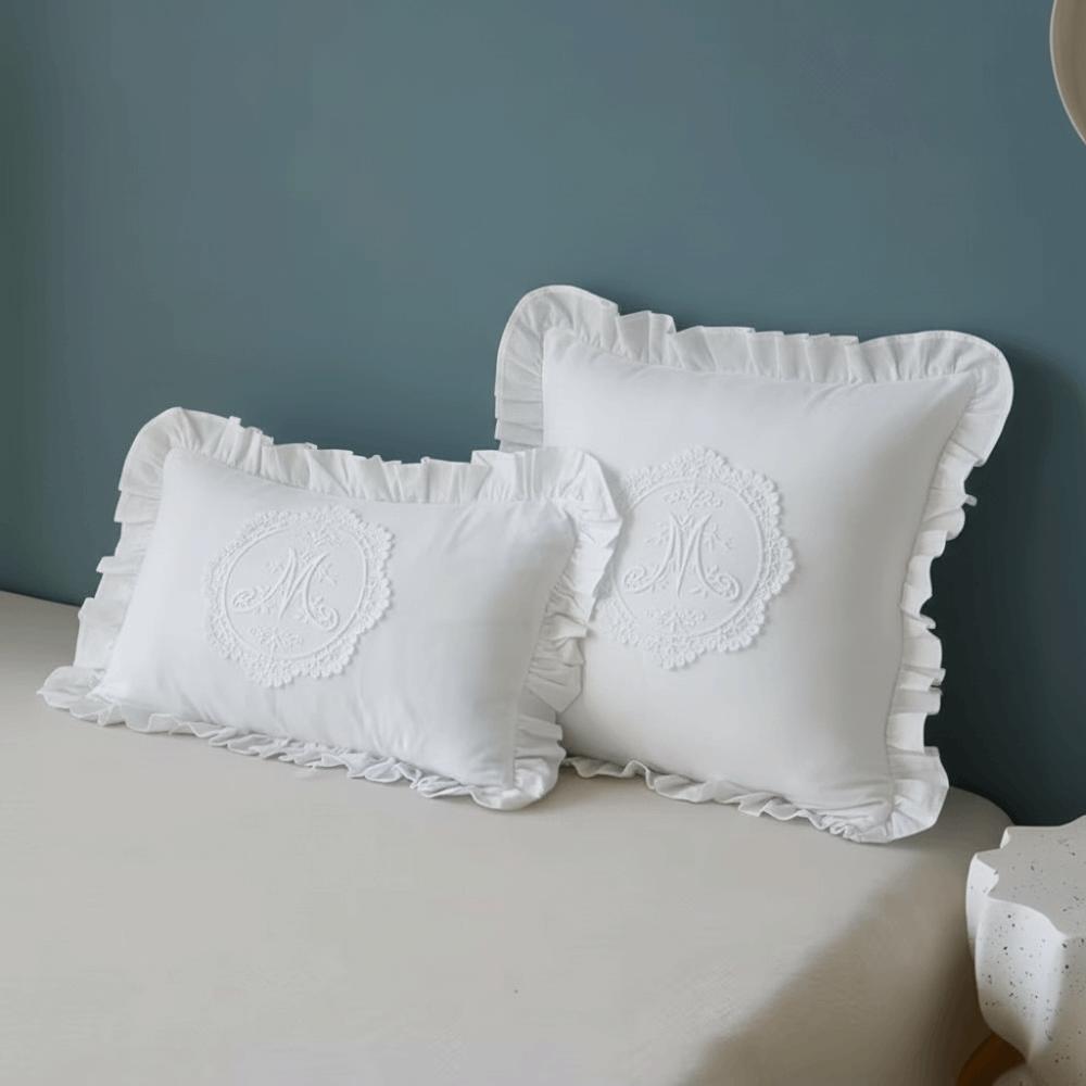 French Lace Cushion Cover Washed Material Bedroom Pillow Shell Comfortable Pillow Cover