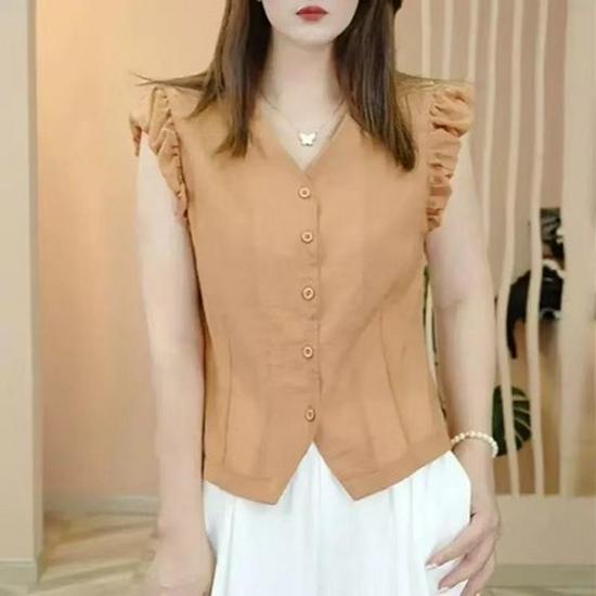 

Chic French Sleeveless Summer Shirt: Stylish, Solid, Versatile, Loose, and Slimming Niche Top L фиолетовый