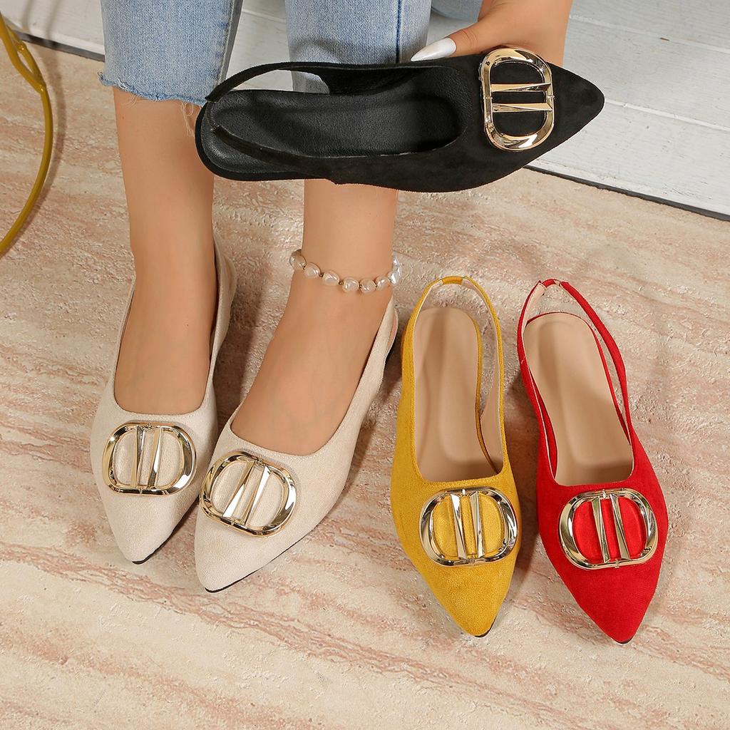 Fashion 2025 Summer New Women Sandal Fashion Pointed Toe Shallow Slip On Ladies Elegant Slingback Shoes Thin Med Heel Dress Mules Pumps