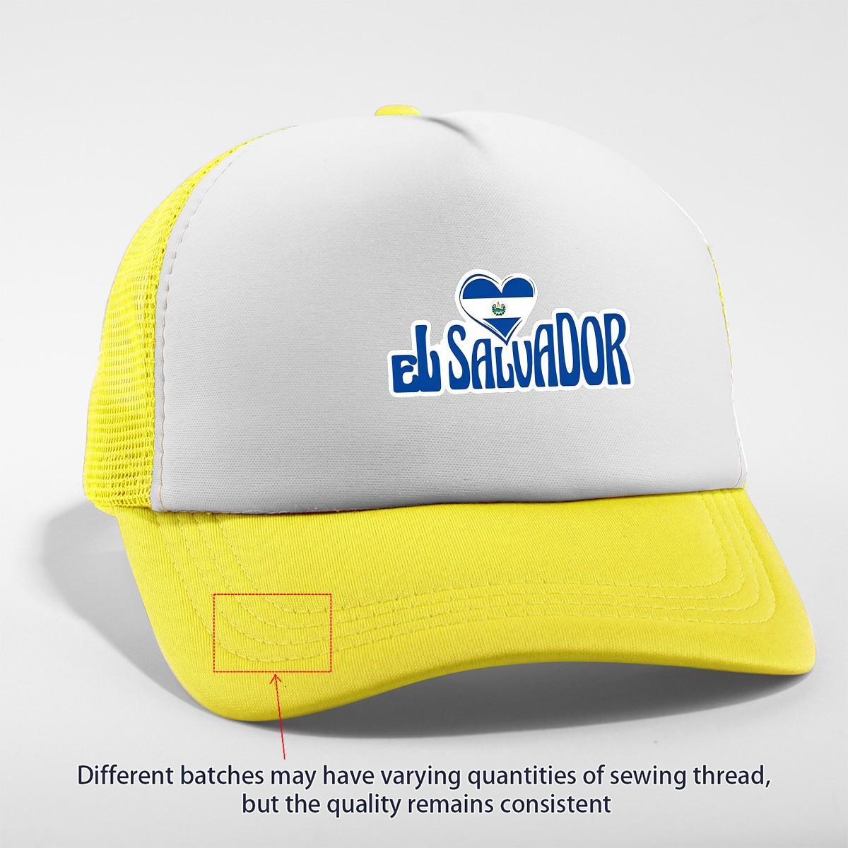 El Salvador Heart Flag Trucker Hat Breathable Mesh Adjustable Baseball Cap Casual Adult One Size