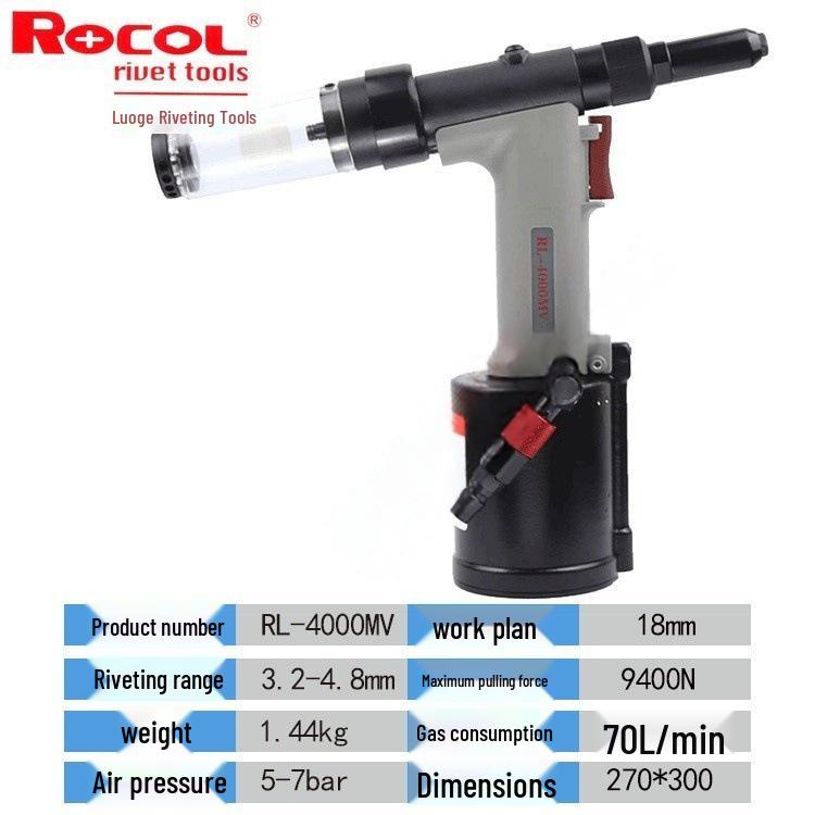 Rogge ROCOL RL4000 Pneumatic Blind Rivet Gun – Industrial Grade Lithium Battery Rivet Gun