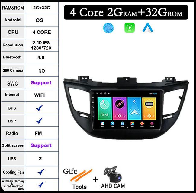 9 Lnch For Hyundai Tucson IX35 3 2015-2018 Android 14 Car Radio Multimedia Player 4G+wifi Video GPS DSP IPS Navigation