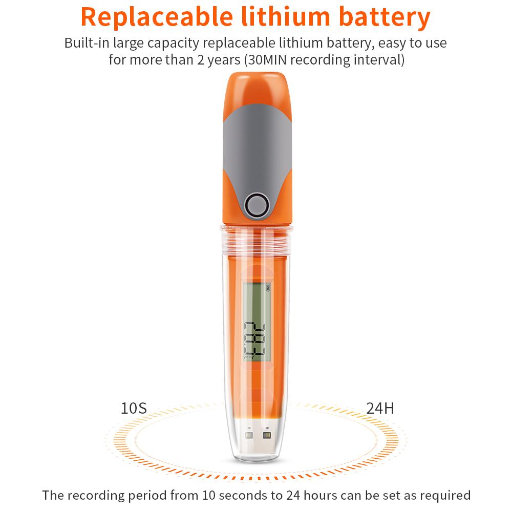 Elitech RC-51H Temperature and Humidity Data Logger Waterproof USB Temperature Recorder Auto PDF Report For Cold Chain