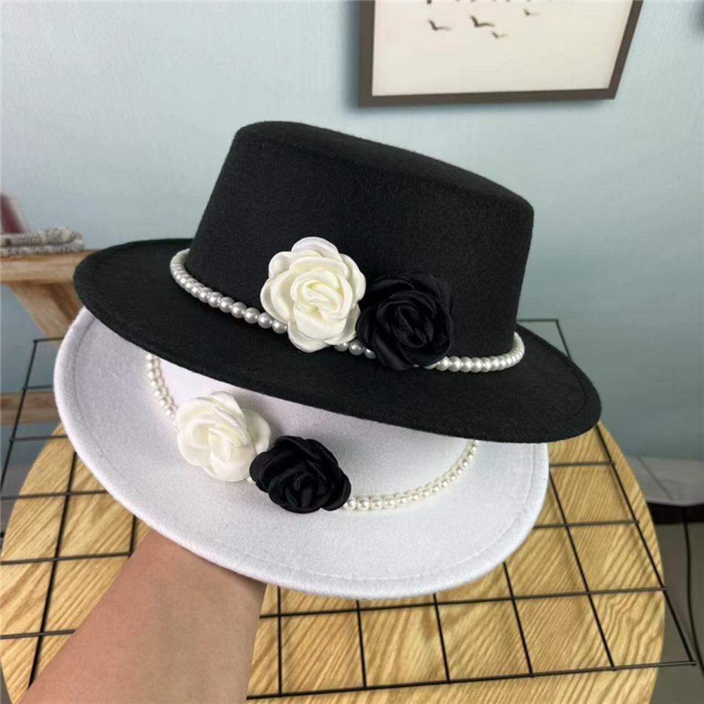 10CM Wide Brim Flat Top Felt Hat French Hepburn Style Panama Trilby Cap New Jazz Hats  Gift