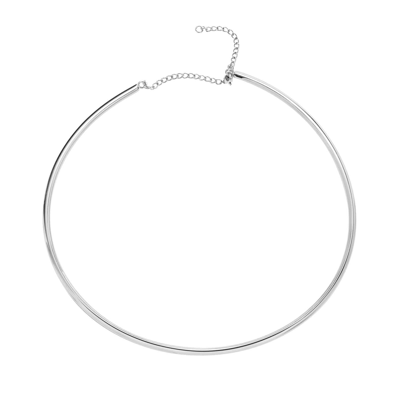 Round Stainless Steel Collar, Women s Elegant Simple Silver Color Necklace, Collarbone Jewelry Accessory