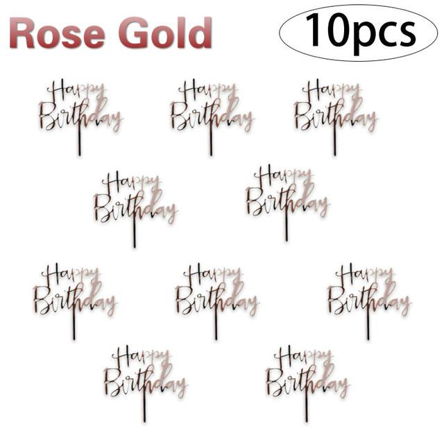 LMOGWL 10-teiliges Geburtstagskuchen-Deko-Set – Goldene Acryl-Aufsätze, Wiederverwendbar Für Jede Party