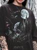Dragon Gothic Castle Dark Fantasy Full Moon Comfort Colors® Tshirt, Mythical Creature Monster Night Landscape Vintage Art Tee