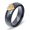 European and American Simple 6MM Ceramic Zircon Heart Black & White Couple Titanium Steel Ring Band