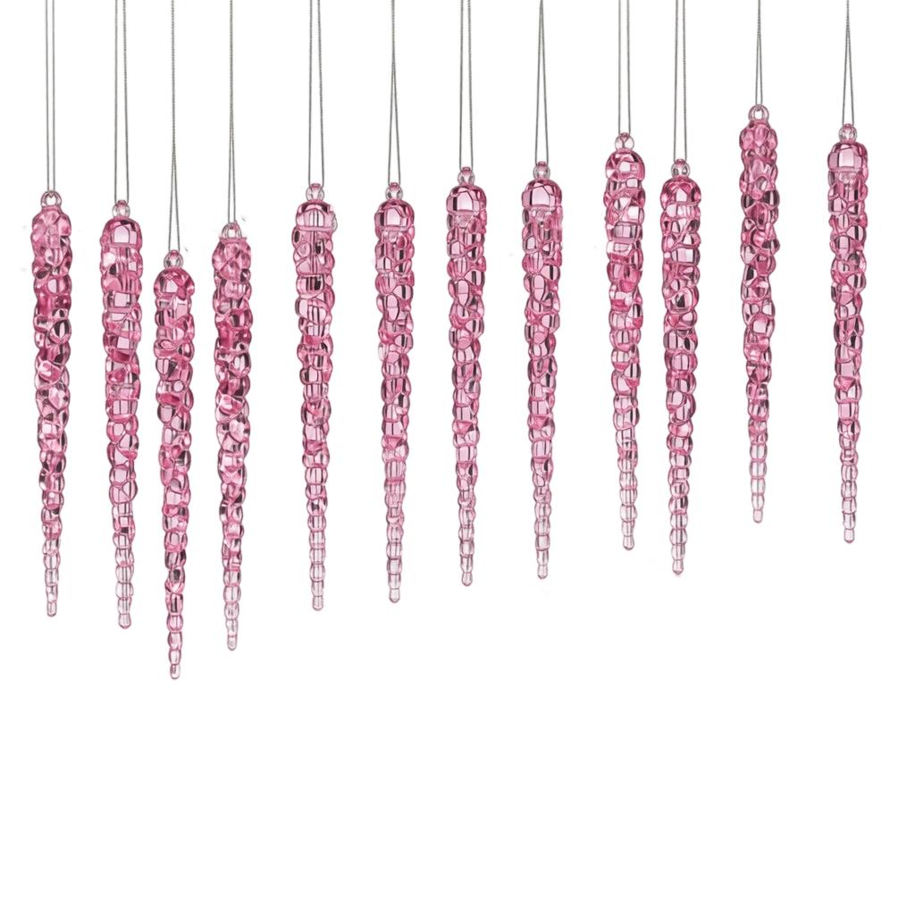 12 Pack Acrylic Transparent Icicle Ornaments, Crushed Ice Hanging Decorations for Christmas Tree and Holiday Window