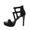 Sandali da Sera con Tacco Alto Stiletto in Pelle Scamosciata, Punta Aperta e Cinturino Singolo, Piattaforma 11CM