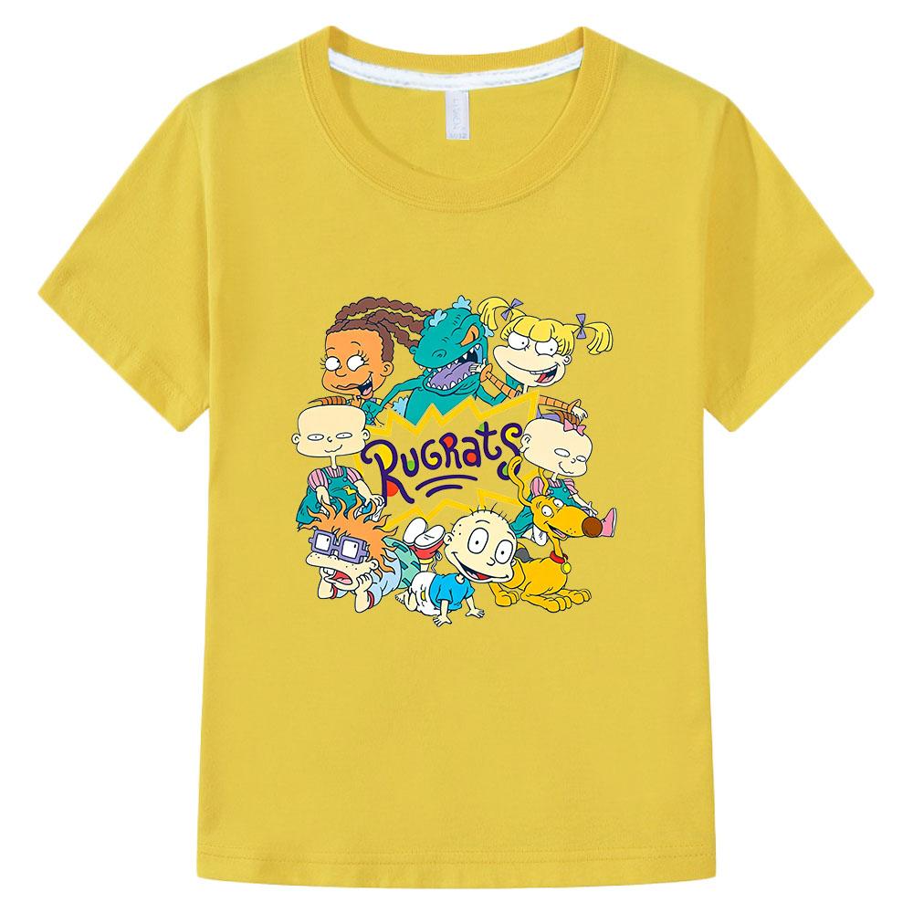 

Rugrats 100% Cotton Children s T-Shirt Cartoon Print Tees Casual Cute Boys Tees Girls Tops Kids Retro O-Neck Short Sleeve Summer 160 жовтий
