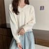 V-Neck Pullover Sweater Women's Solid Thread Woolen Long Sleeve Soft Spring Autumn Knitted Top