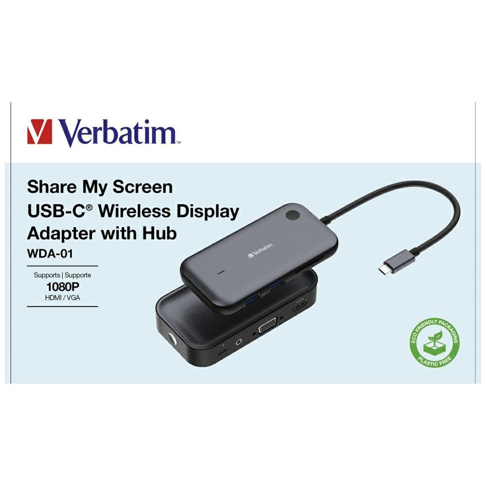 Verbatim Wireless Image Transmitter 1080P Share My Screen Black 32146