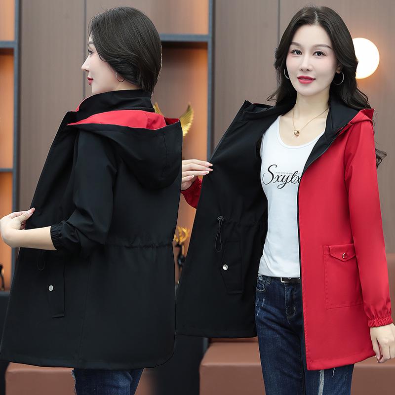 2025 Spring-Autumn Slimming Double-Sided Trench Coat: Waist-Cinching Petite Korean Style, Fashionable and Versatile Women's Outerwear.