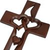 Valentine's Day Intertwined Heart Wooden Cross Solid Wood Log Cross Pendant  Christian