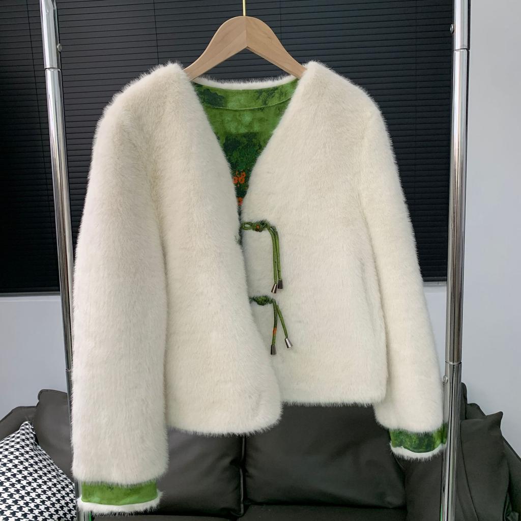Button Jacket Artificial Fur Retro Imitation Fur Coat
