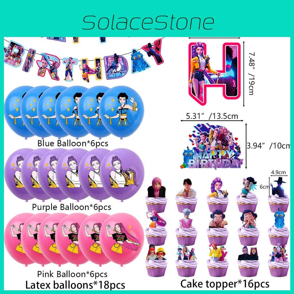 Set Decorativ Banner Petrecere de Ziua de Naștere Vânătorii de Demoni Kpop Cu Baloane și Fundal Pentru Fanii Anime