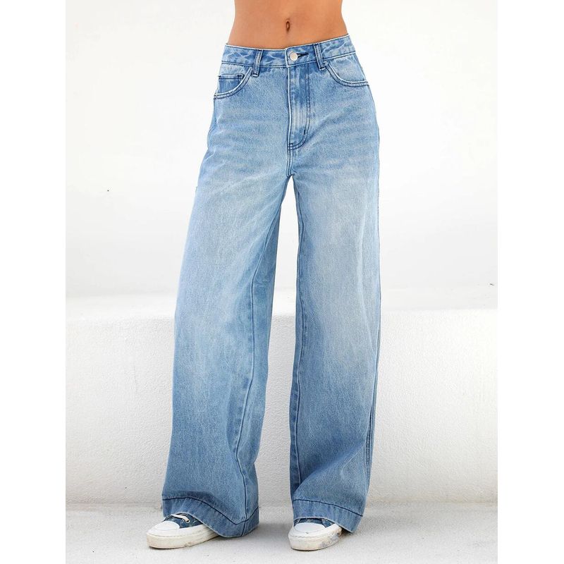Floor Mopping Jeans2025 Spring Style Foreign Trade High Waist Loose Wide Leg Women's Mopping Jeans