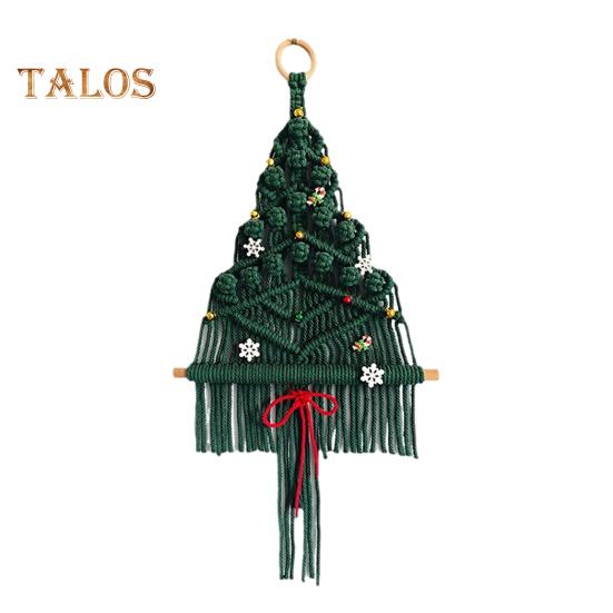 Wall Hanging Tapestry with 17 Accessories Manual Braided Bohemian Style Hollow Out Dorm Home Hotel Wall Decoration Christmas Tree Hanging Pendant