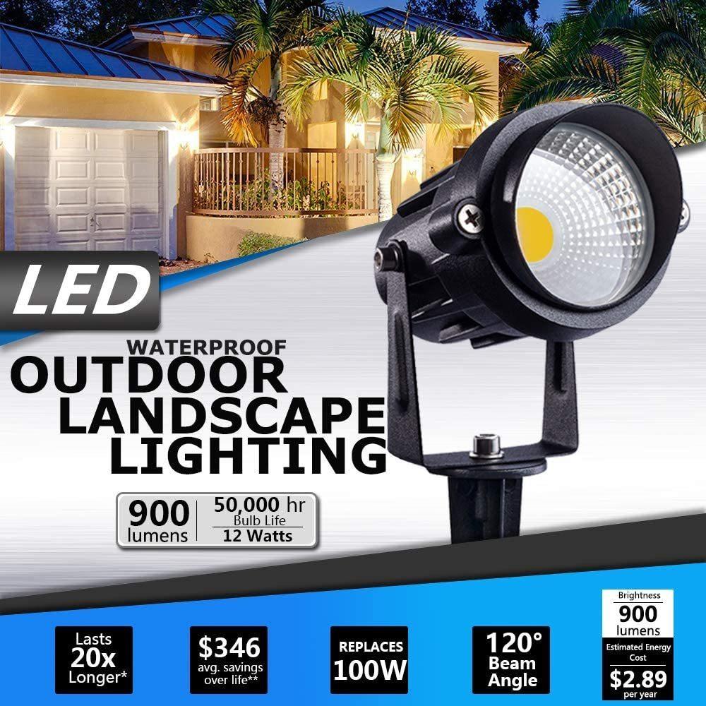 12W 3000K Niedervolt-Gartenleuchten LED Warmweiß Außenbeleuchtung Wasserdichter Außenbereich Gartenweg Strahler