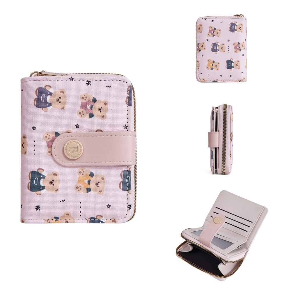New women's short wallet women's high-end student cartoon bear pu wallet fashion zipper small wallet women