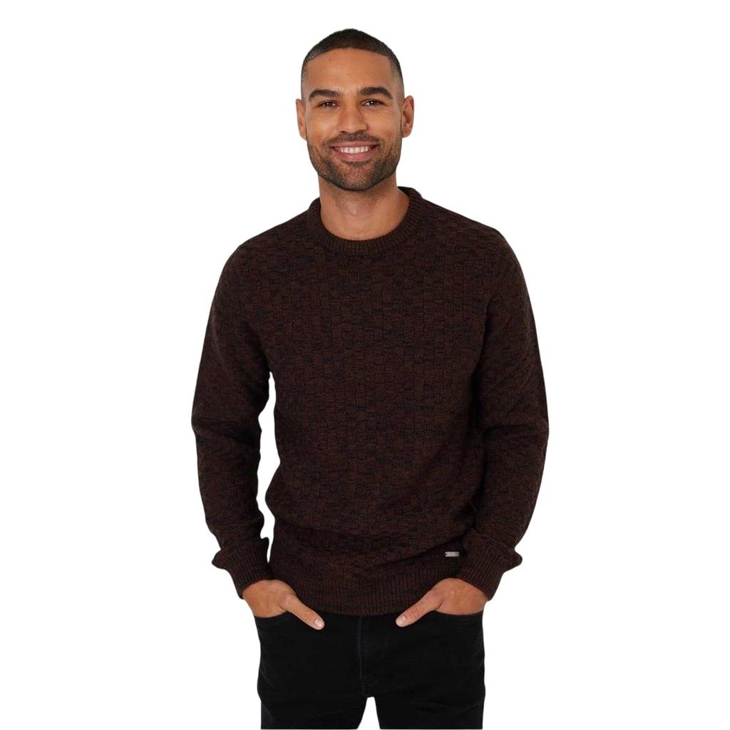 Threadbare Mens Oldcastle Ribbed Crew Neck Long-Sleeved Sweater Top