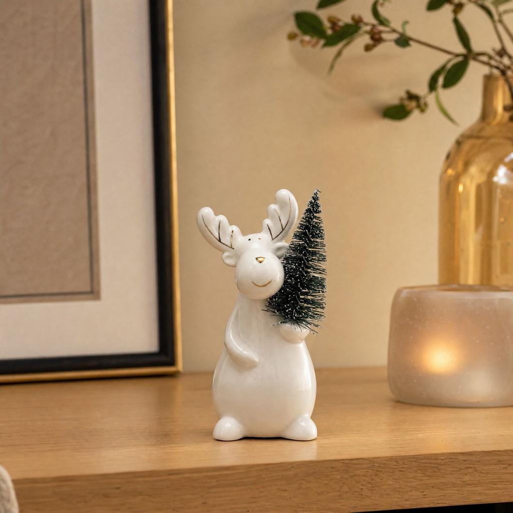 Ceramic Christmas Tree Decor with Warm Glowing Light - Festive Tabletop Ornament for Holiday Home Decor