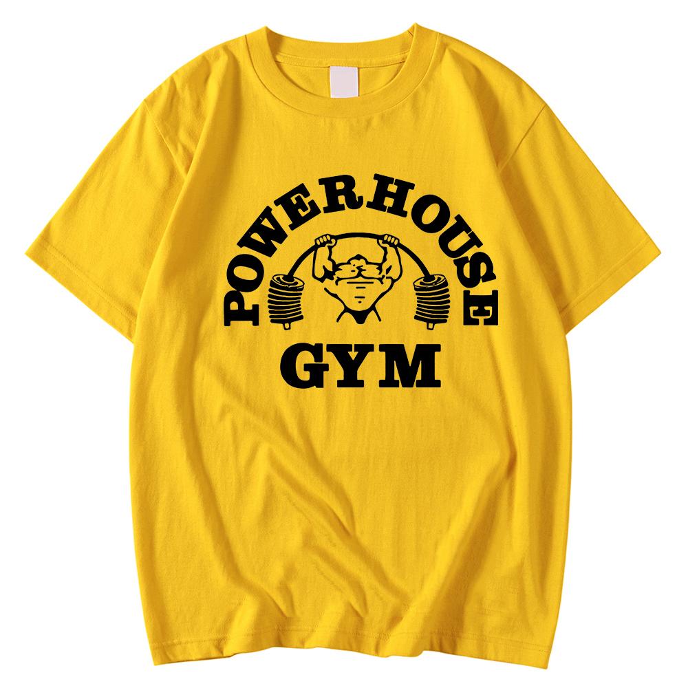 Powerhouse Gym Print Cotton T-shirt Men Women Sportswear Oversized Tshirt Short Sleeve Tee Summer Fitness T Shirts Clothes Tops