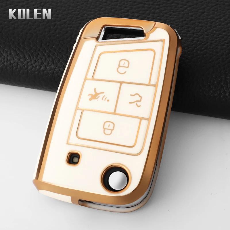 Voor Vw Polo Skoda Octavia A7 Kodiaq Seat Ateca Leon Golf 7 Mk7 Vii Tiguan Tpu Auto Klapsleutelhoes Afdekking Beschermde Sleutelhouder Accessoires white